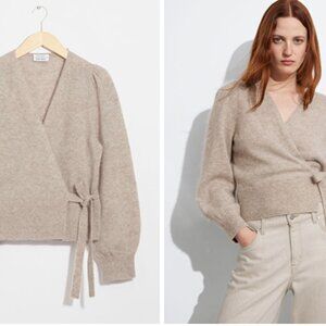 Mohair-Blend Knitted Wrap Cardigan